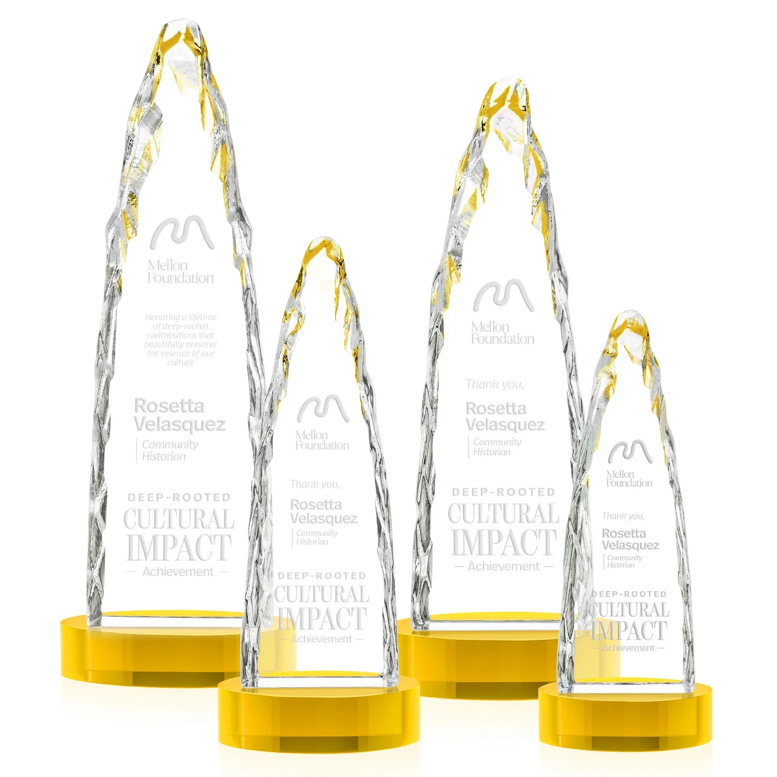 Promotional Optical Crystal Tower Award with a Sheared Iceberg Silhouette, awards for corporate award ceremonies