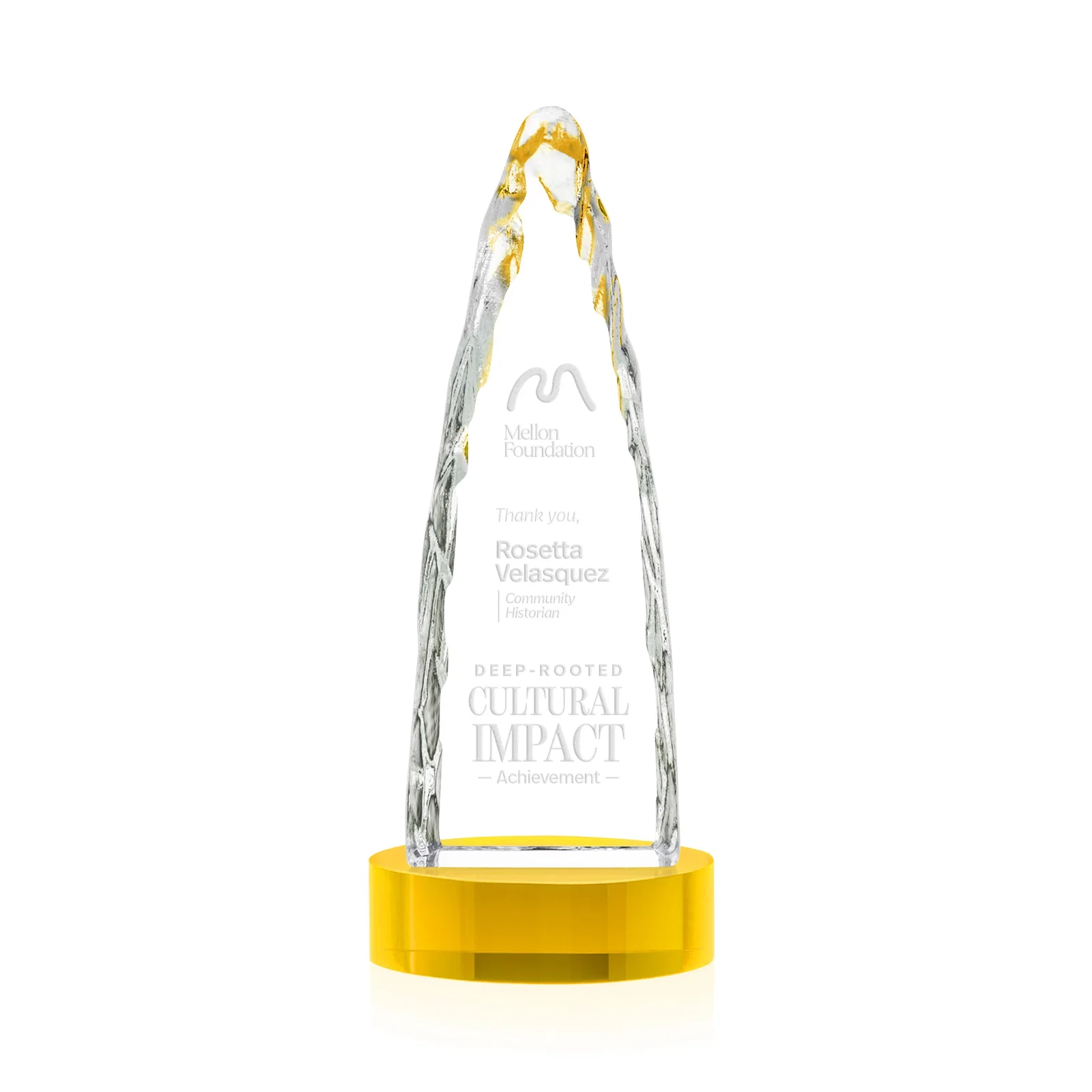 Promotional Optical Crystal Tower Award with a Sheared Iceberg Silhouette, awards for service anniversary gifts