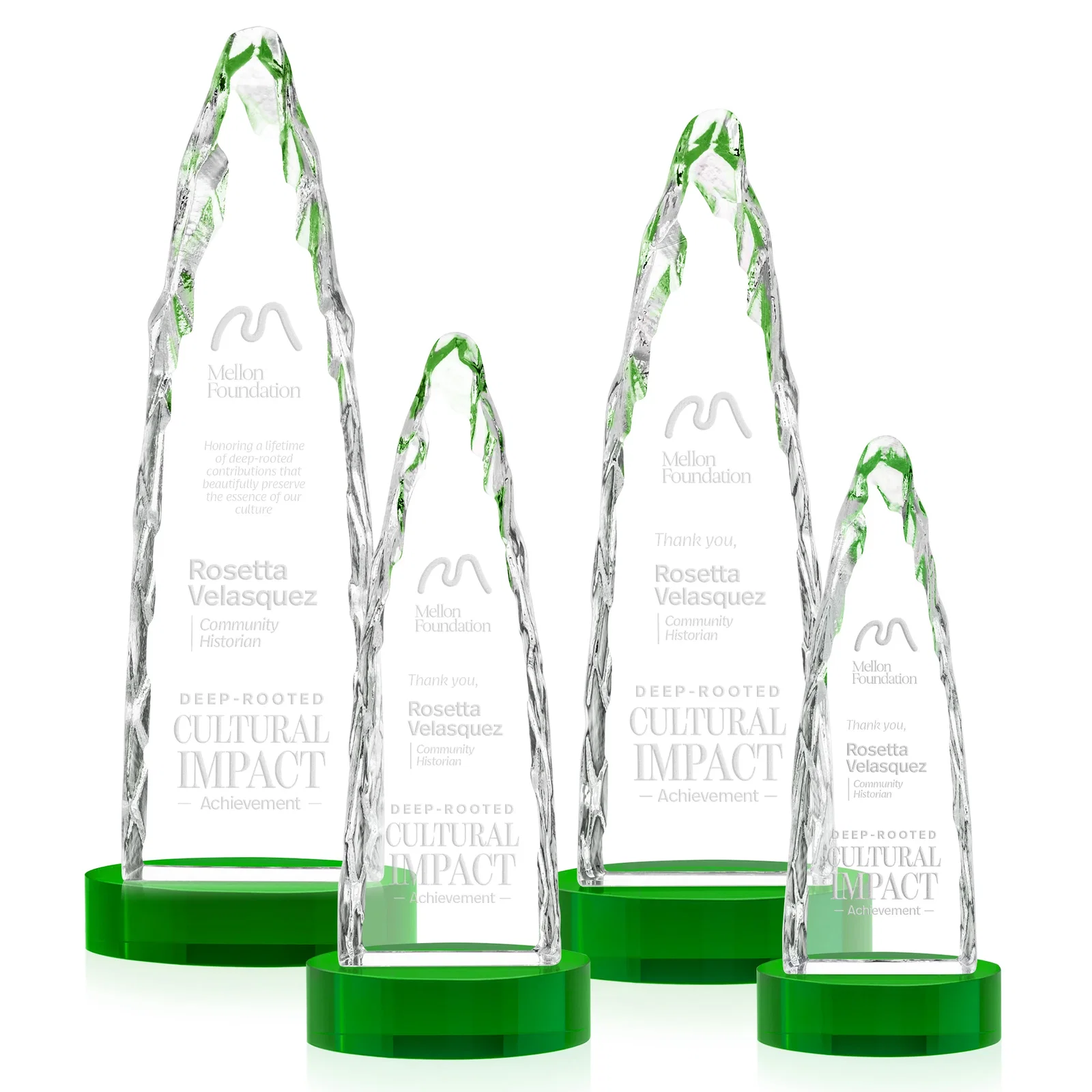 Promotional Optical Crystal Tower Award with a Sheared Iceberg Silhouette, awards for graduation ceremonies