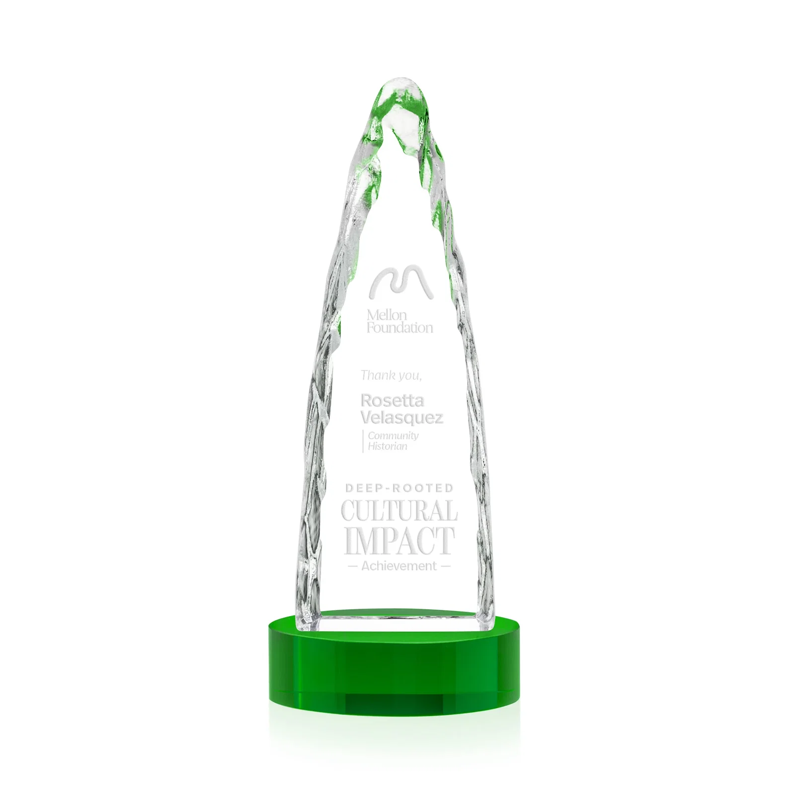 Promotional Optical Crystal Tower Award with a Sheared Iceberg Silhouette, awards for safety achievement programs