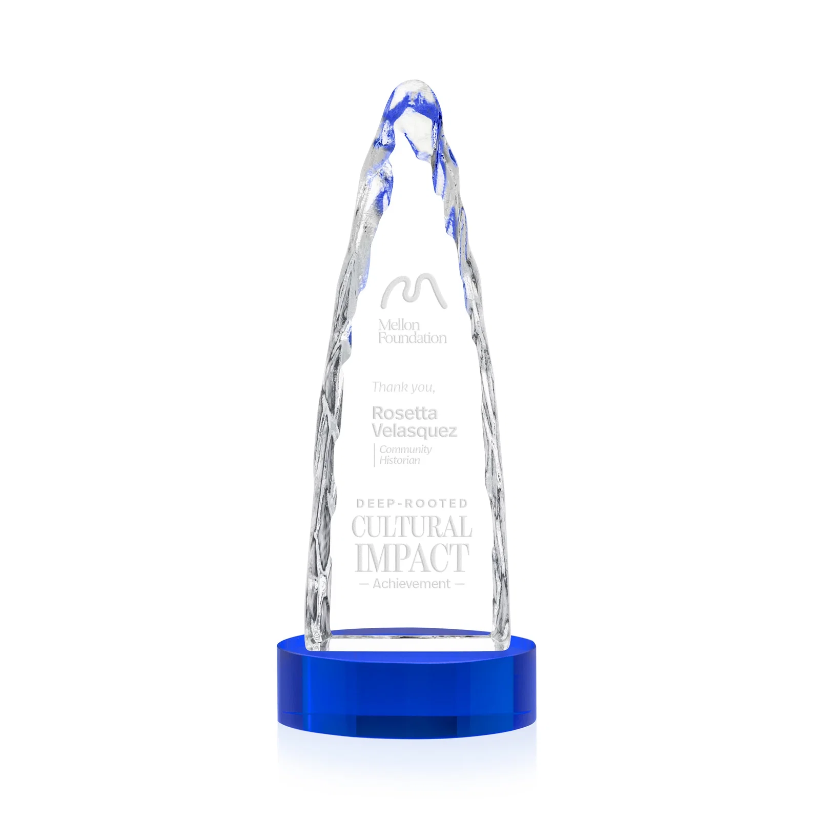 Branded Optical Crystal Tower Award with a Sheared Iceberg Silhouette, awards for safety achievement programs