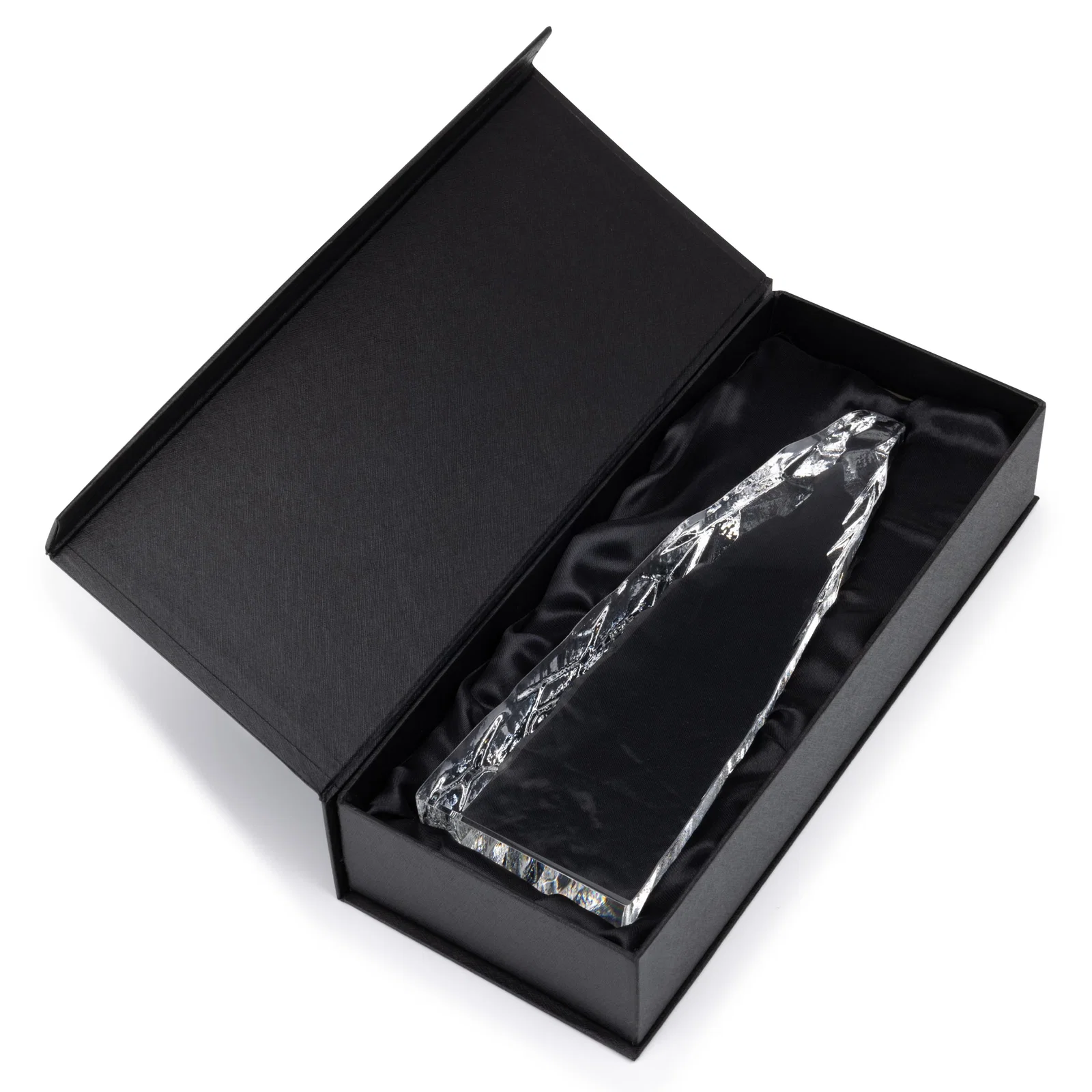 Custom Optical Crystal Tower Award with a Sheared Iceberg Silhouette, awards for team milestone celebrations