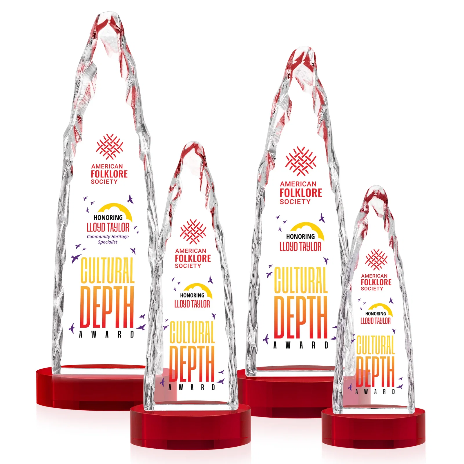 Customized Optical Crystal Tower Award with a Sheared Iceberg Silhouette, awards for graduation ceremonies