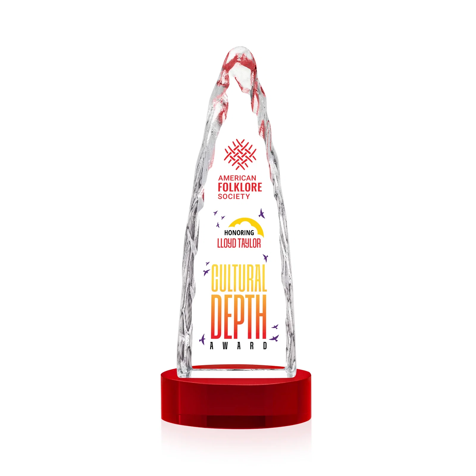 Customized Optical Crystal Tower Award with a Sheared Iceberg Silhouette, awards for safety achievement programs