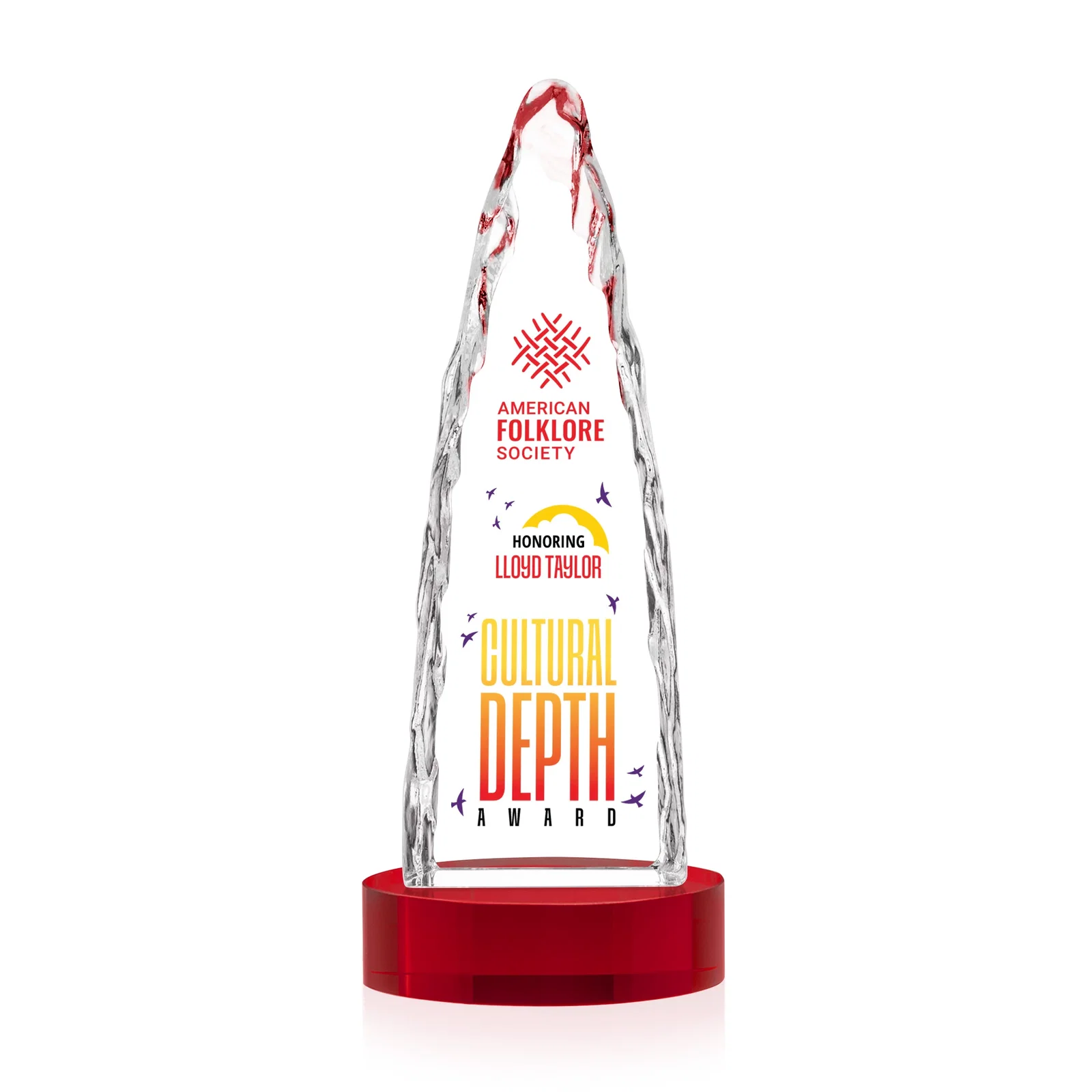 Customized Optical Crystal Tower Award with a Sheared Iceberg Silhouette, awards for volunteer appreciation