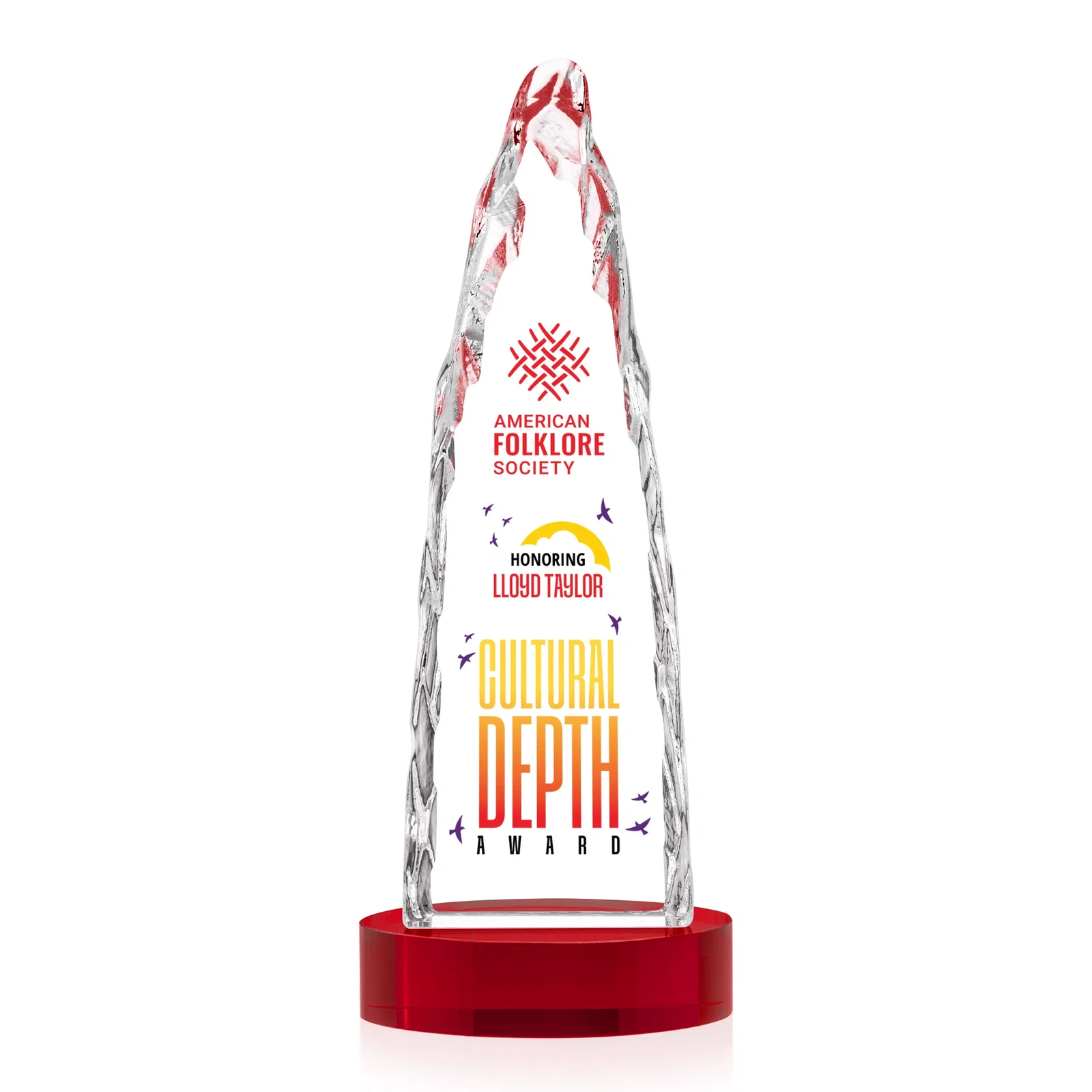Customized Optical Crystal Tower Award with a Sheared Iceberg Silhouette, awards for dealer and partner awards