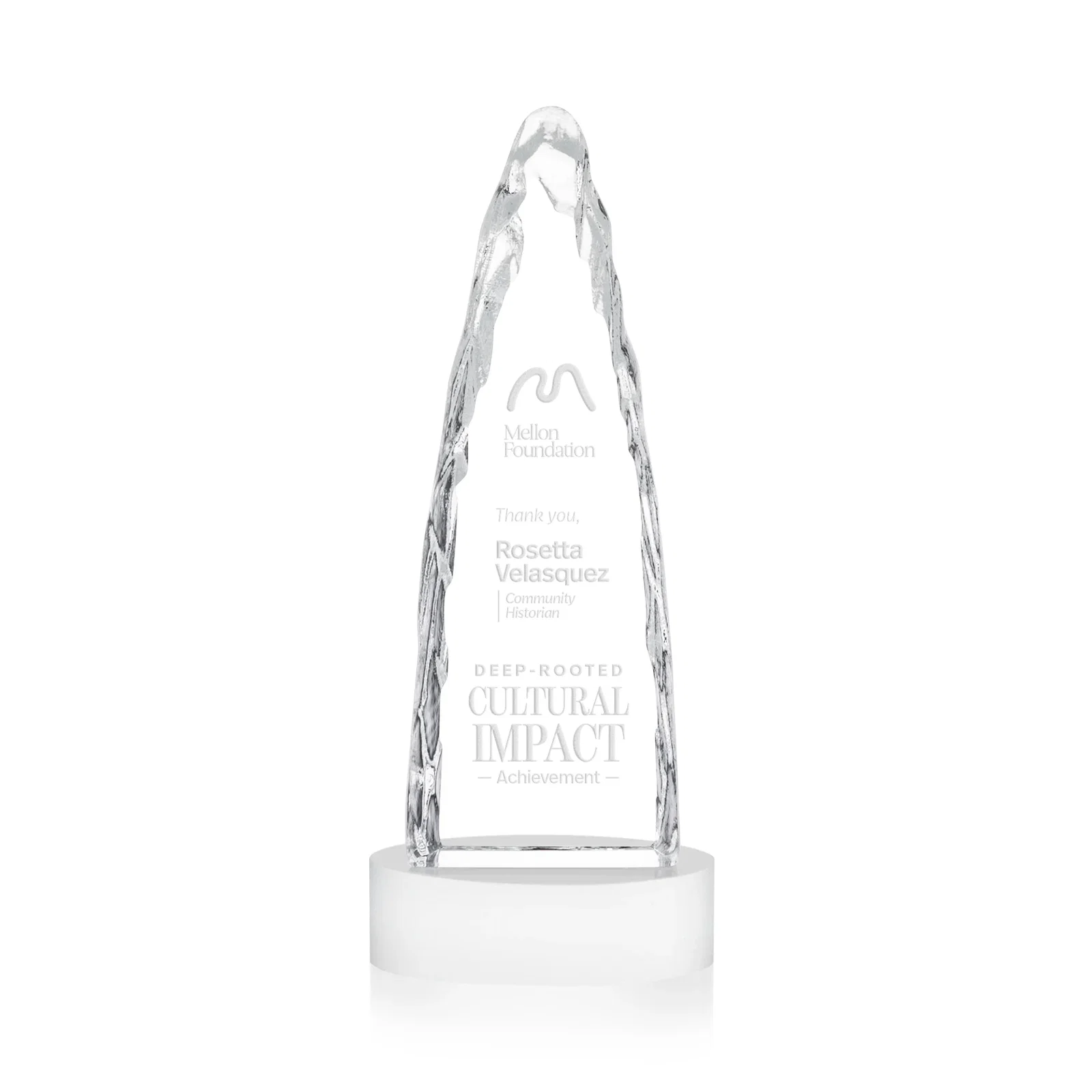 Custom Optical Crystal Tower Award with a Sheared Iceberg Silhouette, awards for safety achievement programs