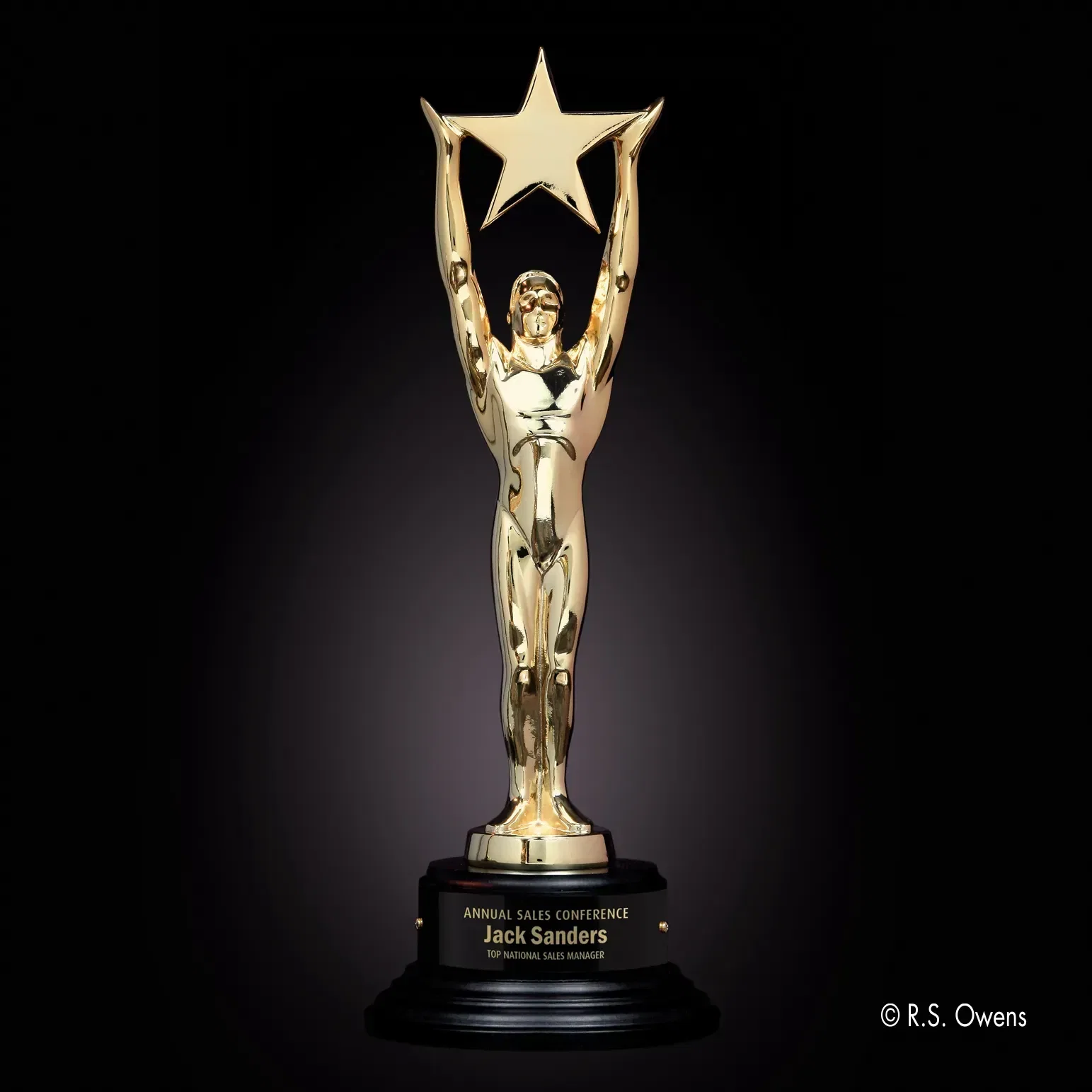 Custom Gold Star Achievement Award with Ebony Base — view 4