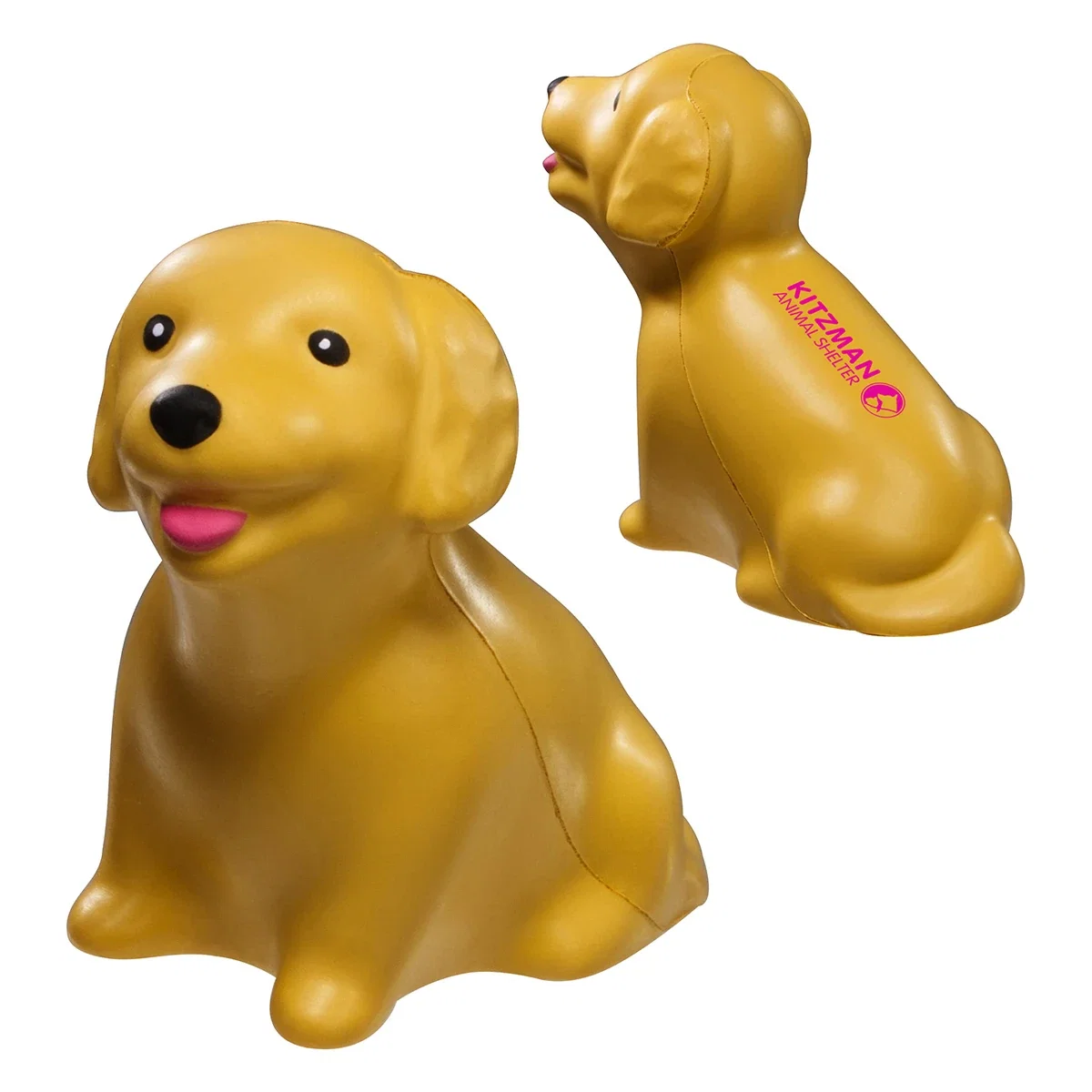 Golden Doodle dog shaped squeezable stress reliever, 3.125 inches tall