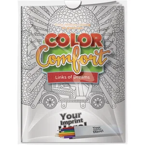 Golf Adult Coloring Book & Colored Pencils Combo Pack