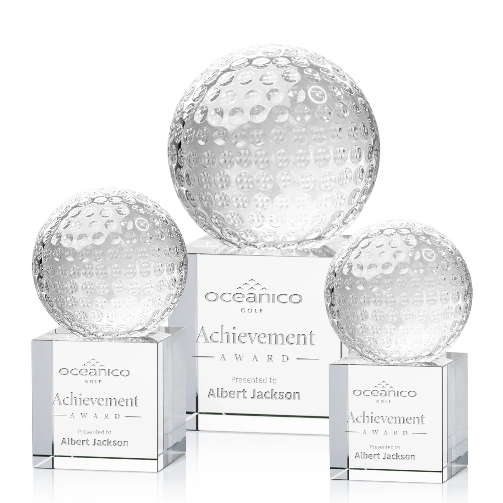 Custom Optical Crystal Golf Ball Award for employee recognition