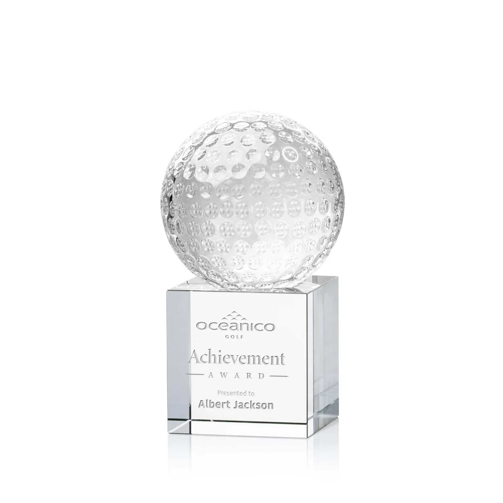 Custom Optical Crystal Golf Ball Award for corporate award ceremonies
