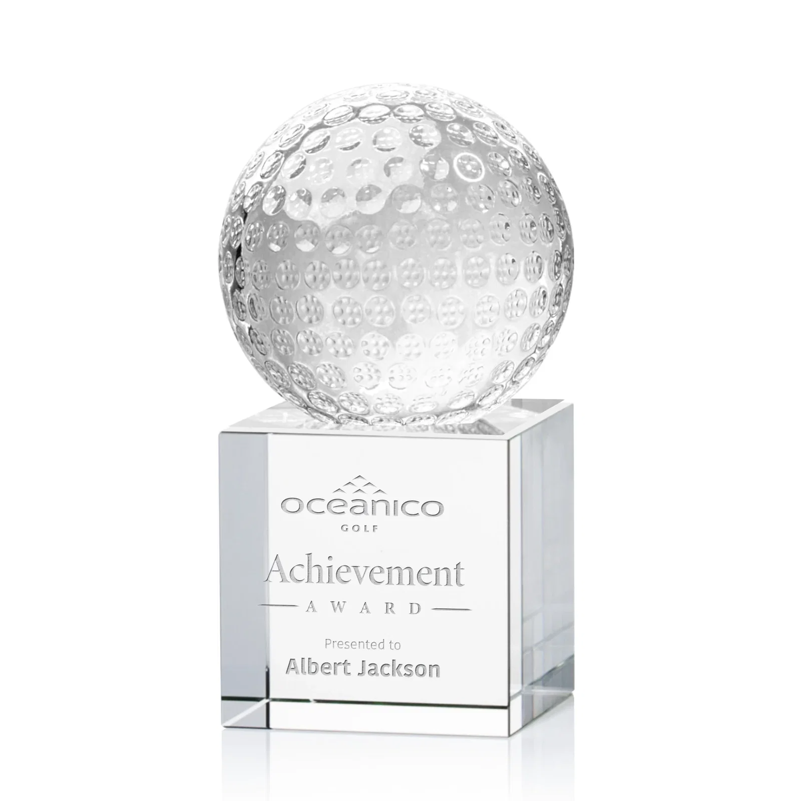 Custom Optical Crystal Golf Ball Award for sales achievement awards