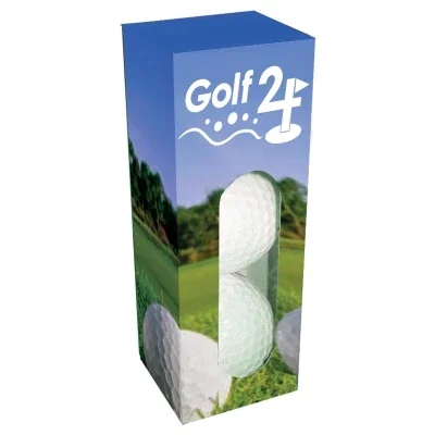 White sleeve box built to hold golf balls, five inches tall