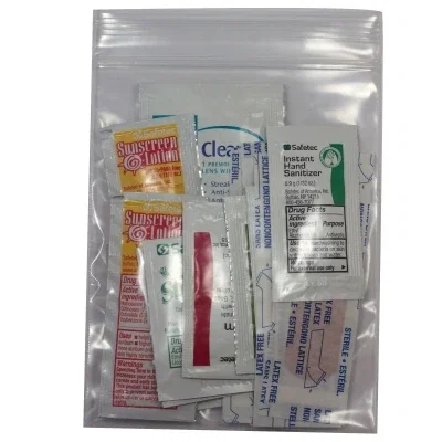 Clear pouch holding golf essentials for a round on course
