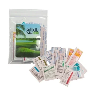 Tees and ball markers visible inside the small zip bag