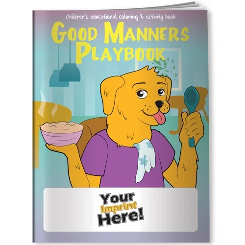 Good Manners Playbook coloring book front cover artwork teaching children polite behavior