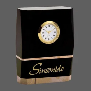 Black Marble and Botticino Desk Clock - Gormley