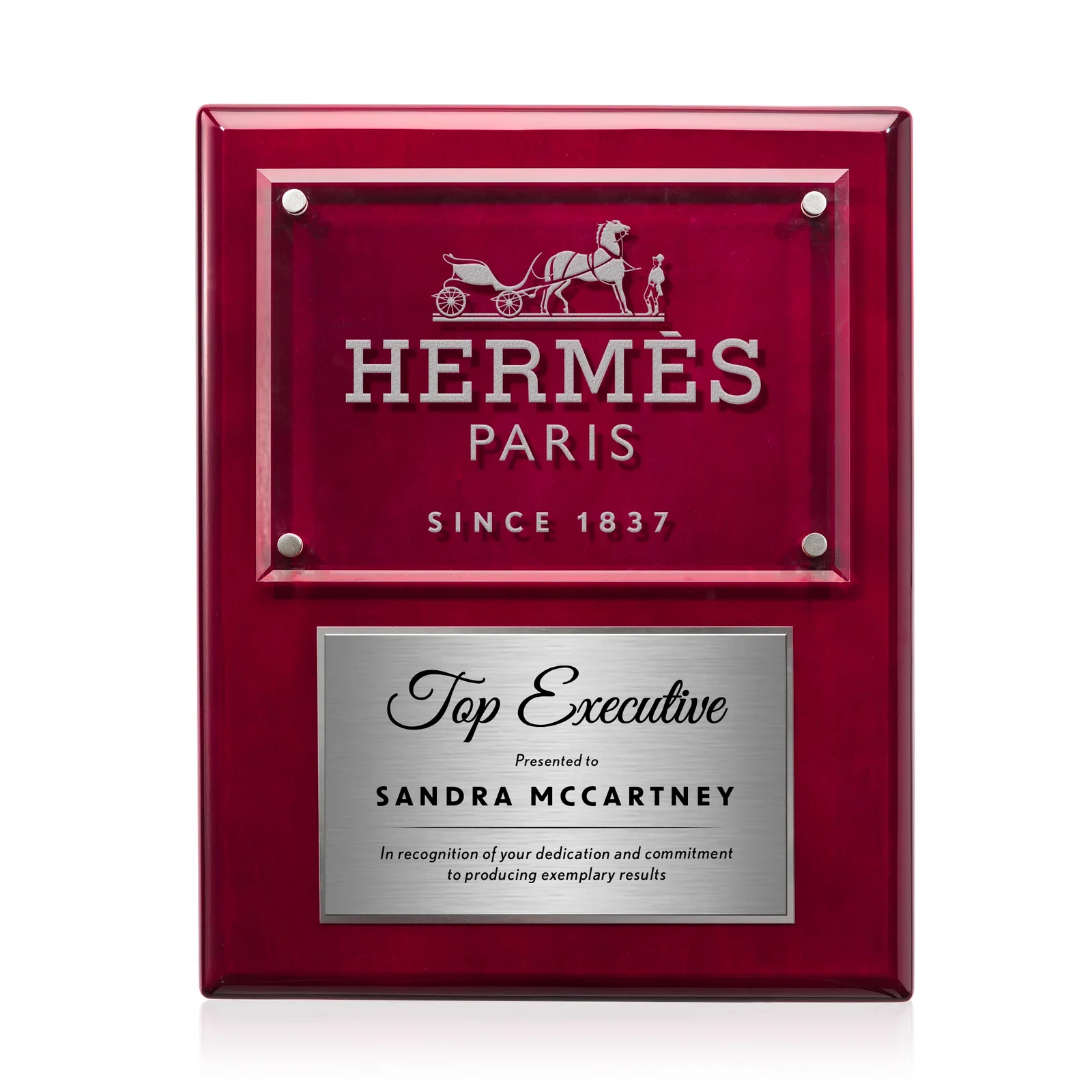 Custom Starfire Crystal Wall Plaque With Two Etching Zones for company anniversary events