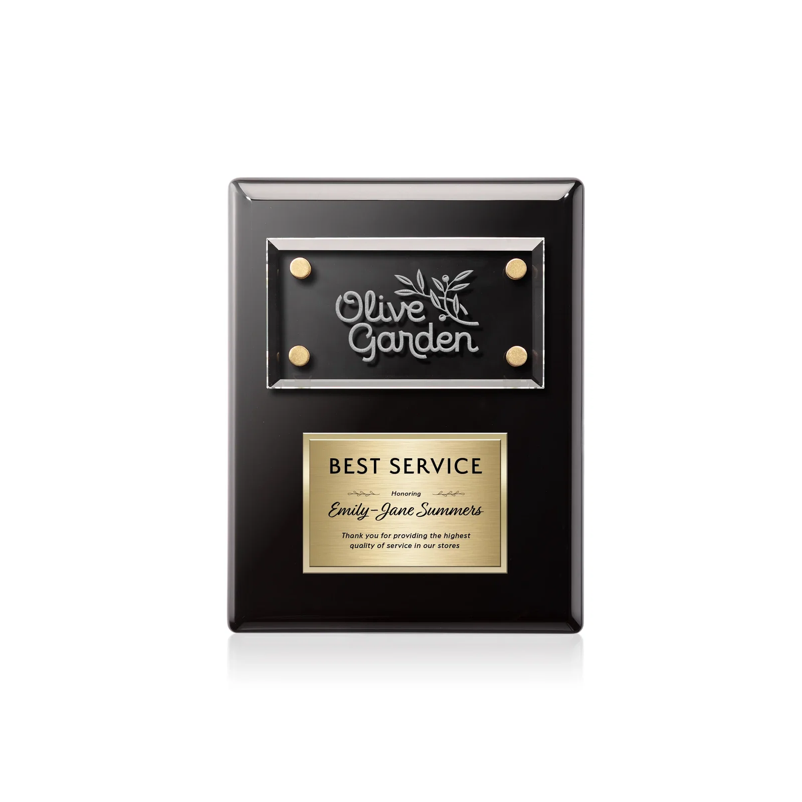 Personalized Starfire Crystal Wall Plaque With Two Etching Zones for corporate award ceremonies