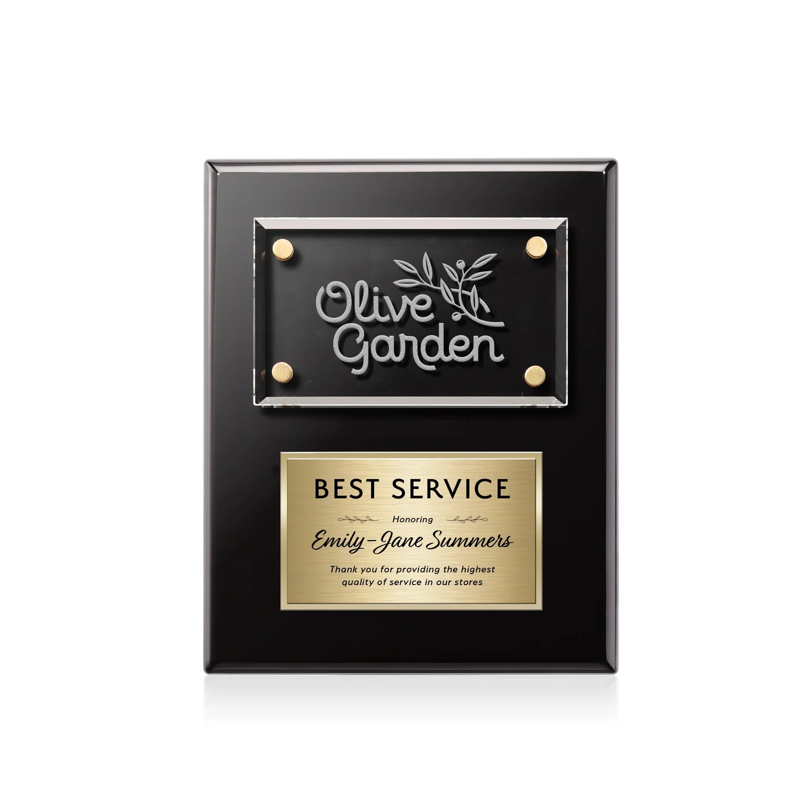 Personalized Starfire Crystal Wall Plaque With Two Etching Zones for service anniversary gifts