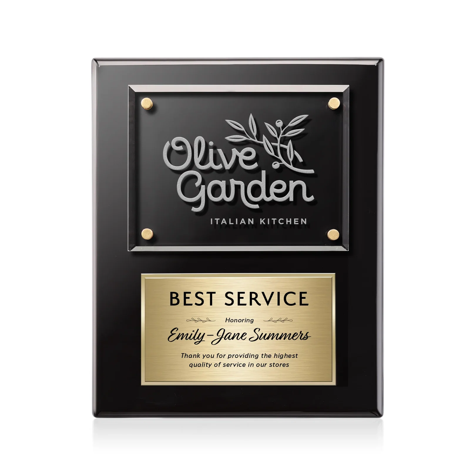 Personalized Starfire Crystal Wall Plaque With Two Etching Zones for retirement presentations