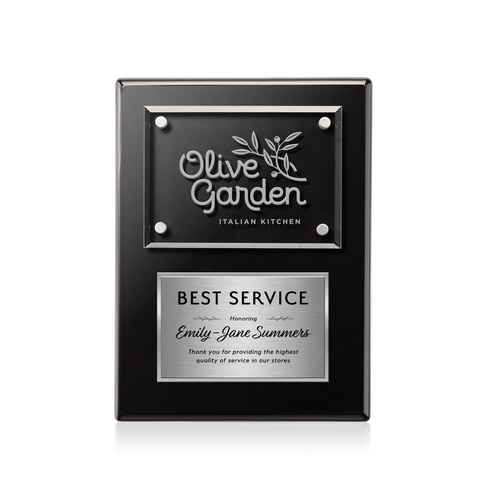 Personalized Starfire Crystal Wall Plaque With Two Etching Zones for volunteer appreciation
