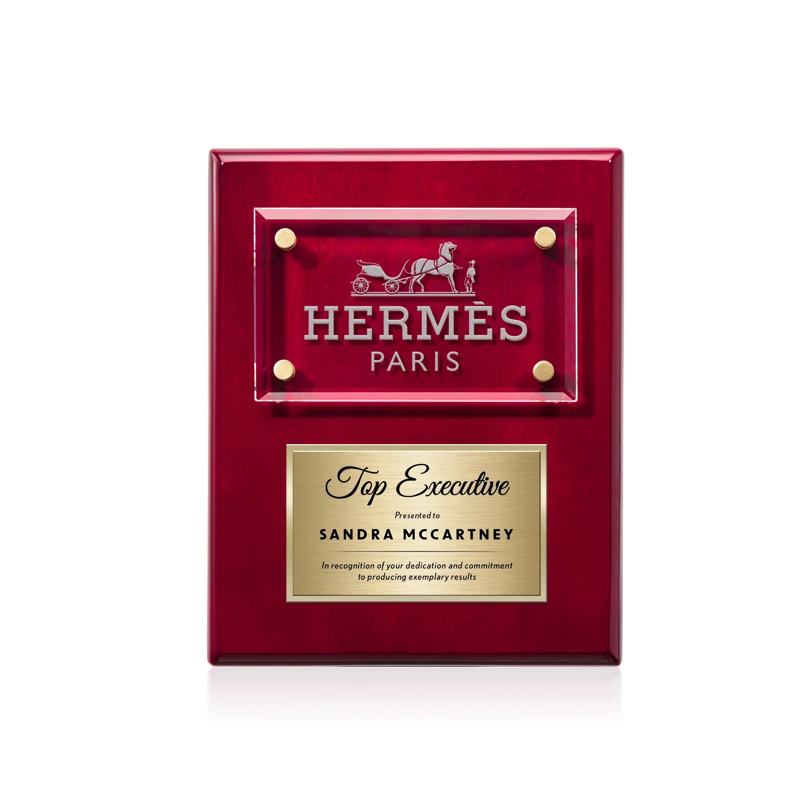 Custom Starfire Crystal Wall Plaque With Two Etching Zones for service anniversary gifts