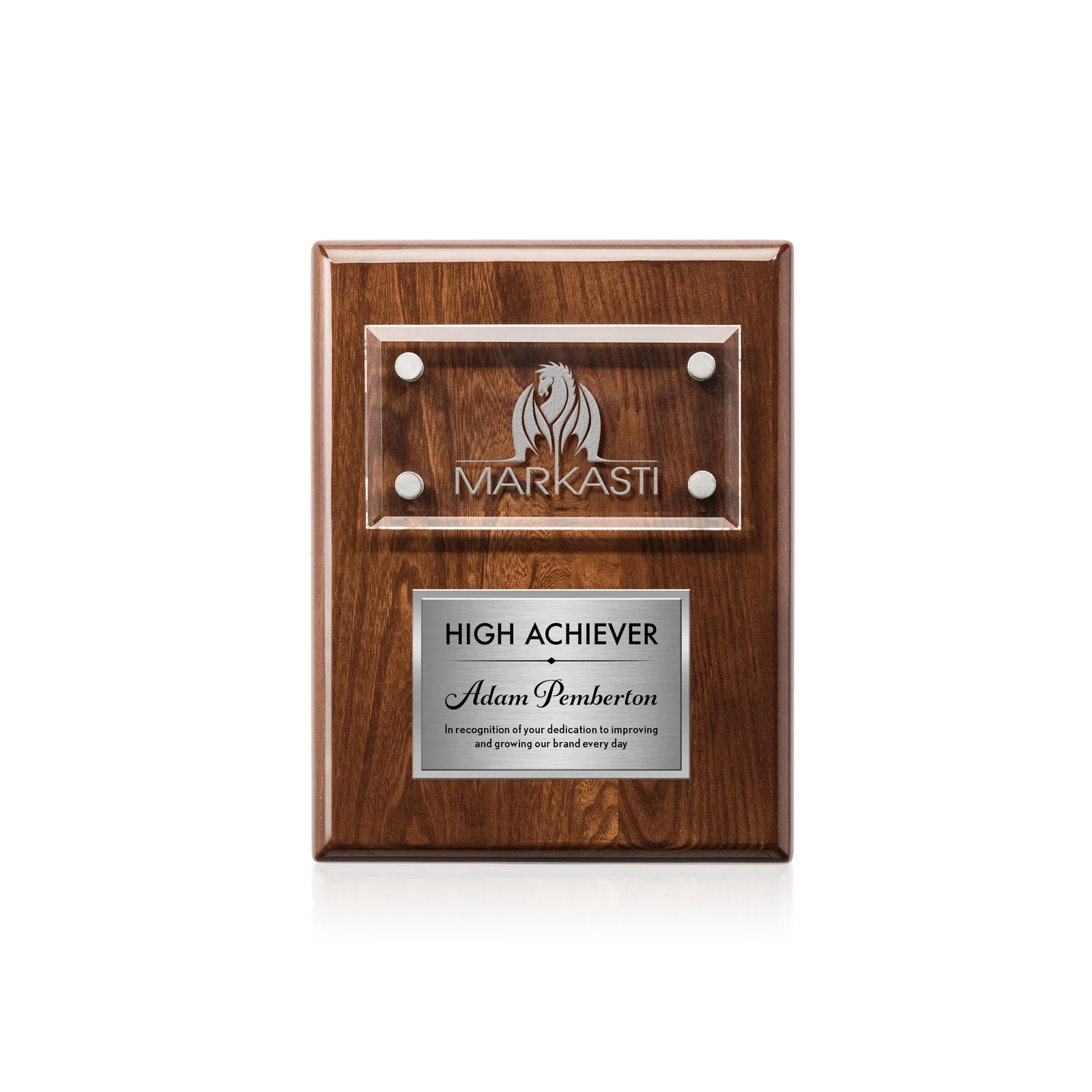 Promotional Starfire Crystal Wall Plaque With Two Etching Zones for graduation ceremonies