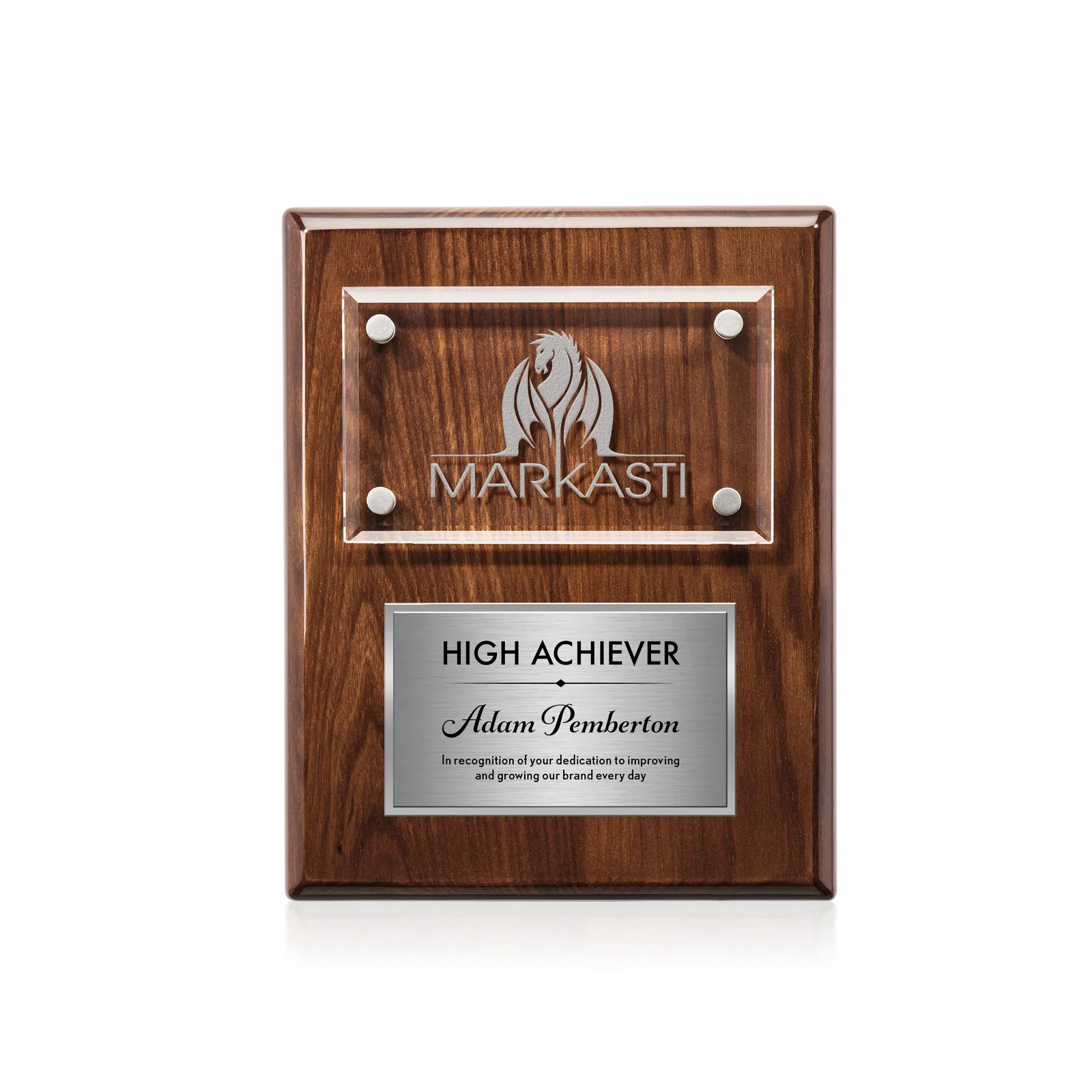 Promotional Starfire Crystal Wall Plaque With Two Etching Zones for safety achievement programs