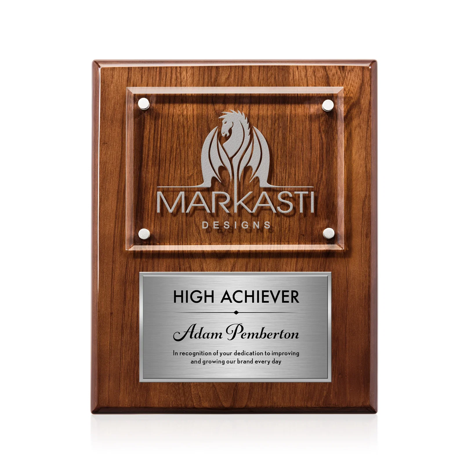 Promotional Starfire Crystal Wall Plaque With Two Etching Zones for dealer and partner awards