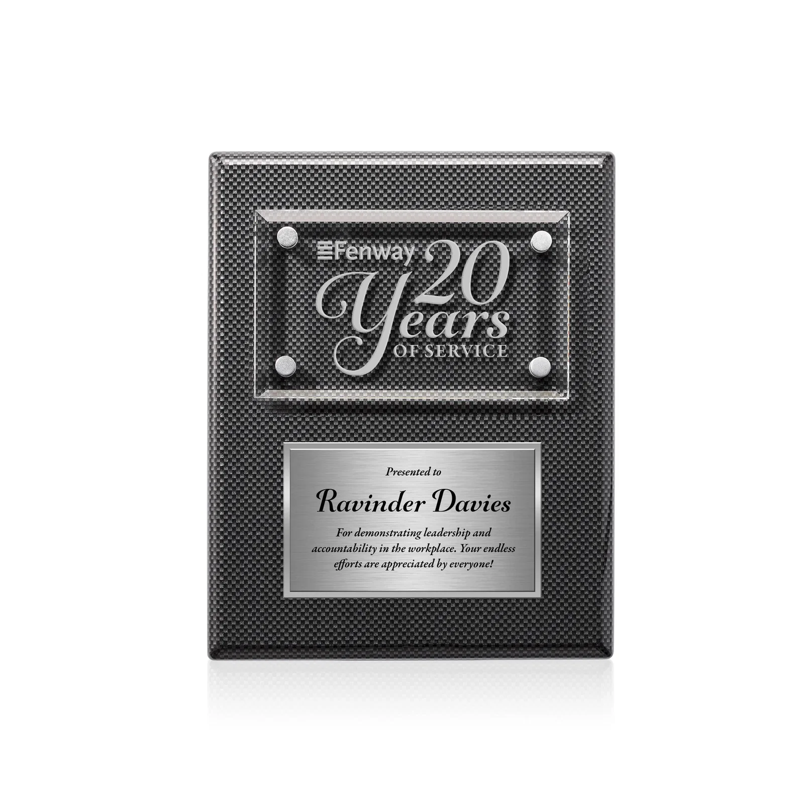 Branded Starfire Crystal Wall Plaque With Two Etching Zones for service anniversary gifts