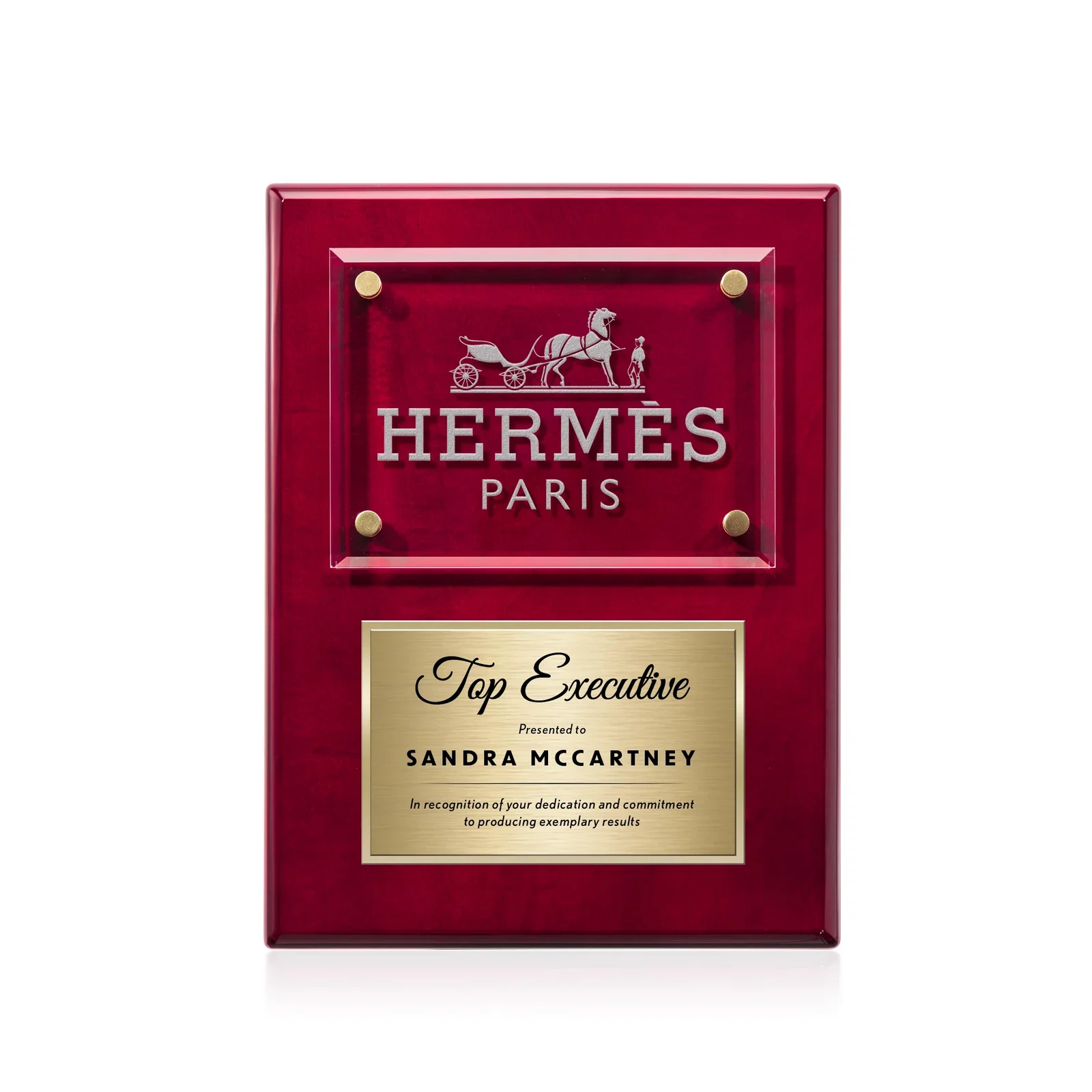 Custom Starfire Crystal Wall Plaque With Two Etching Zones for sales achievement awards