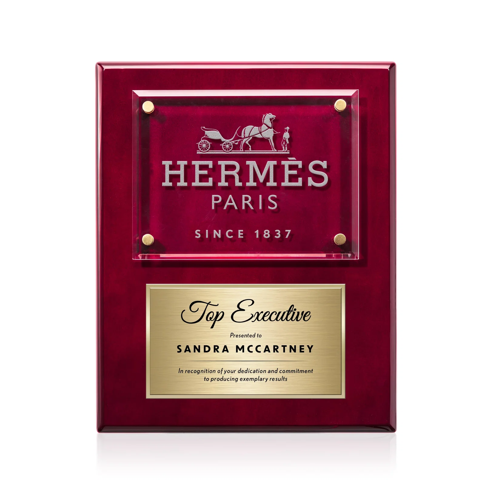 Custom Starfire Crystal Wall Plaque With Two Etching Zones for retirement presentations