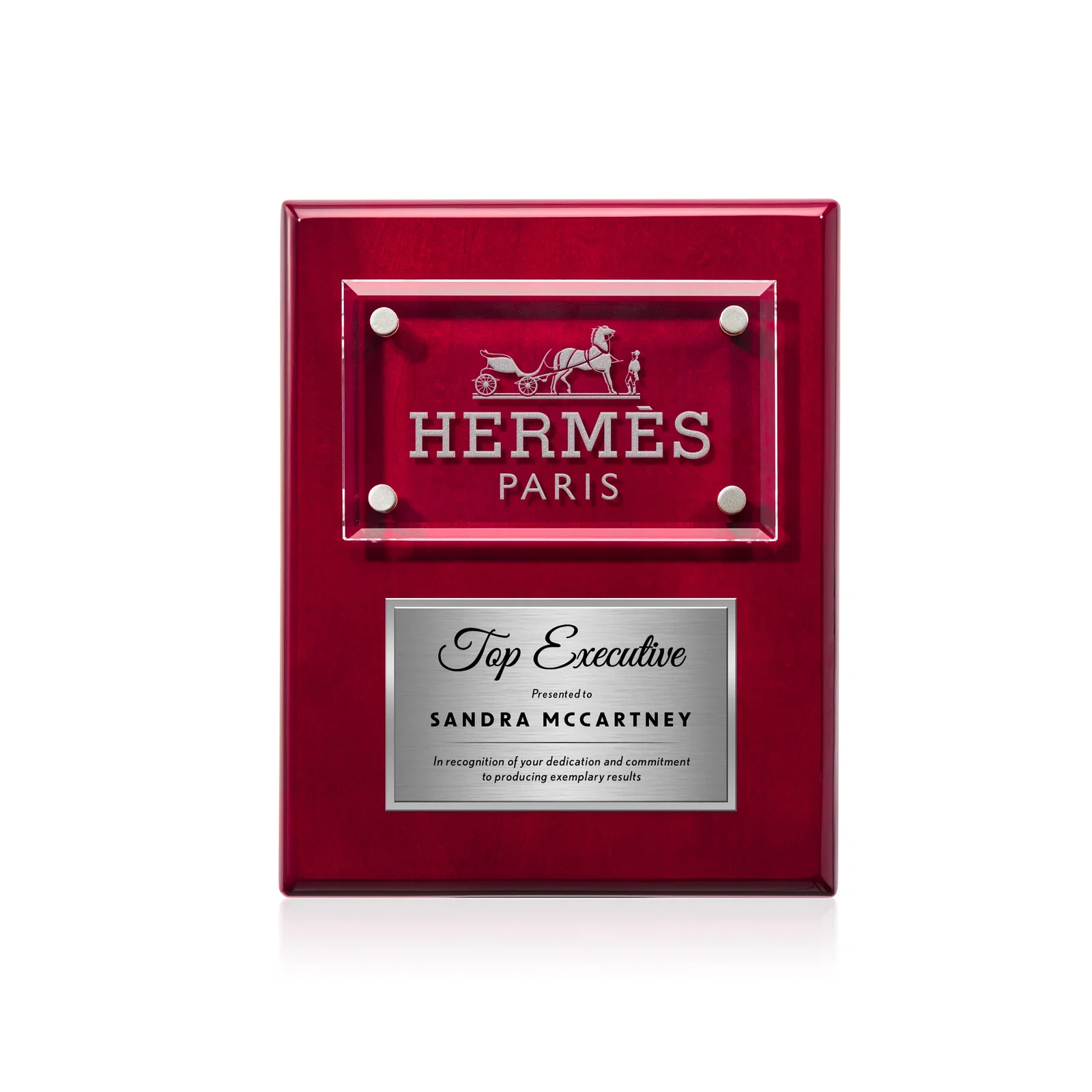 Custom Starfire Crystal Wall Plaque With Two Etching Zones for safety achievement programs