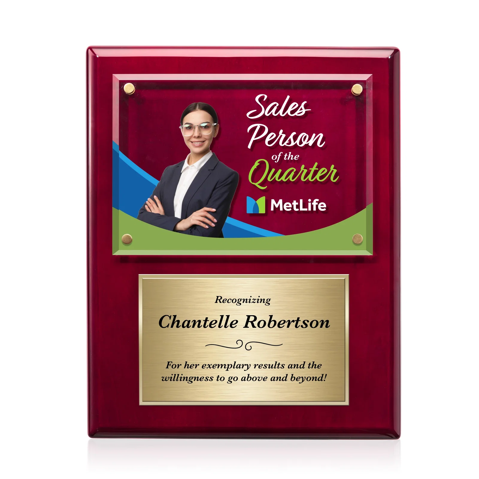 Custom Beveled Starfire Crystal Plaque Offset From Carbon Fiber for company anniversary events