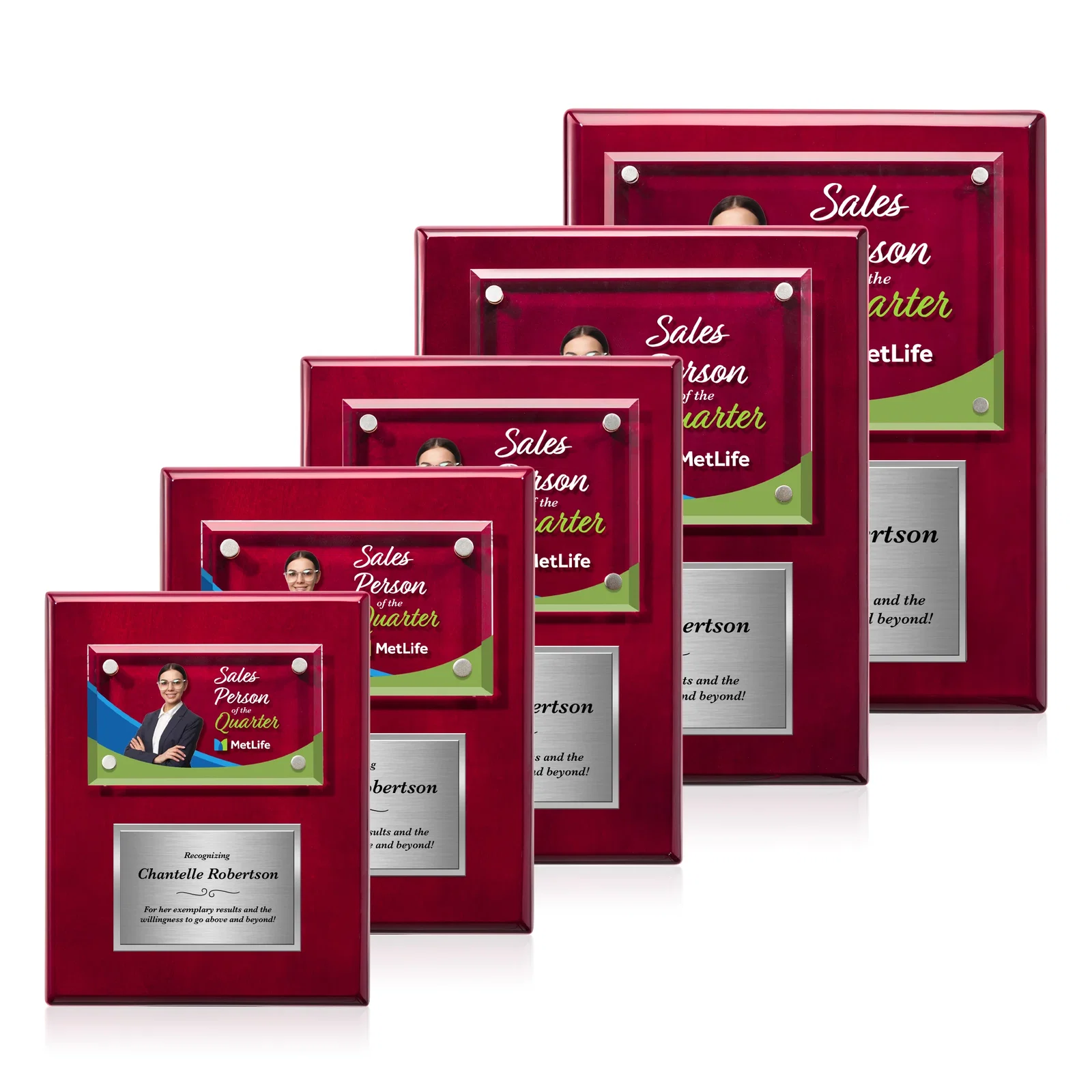 Personalized Beveled Starfire Crystal Plaque Offset From Carbon Fiber for employee recognition