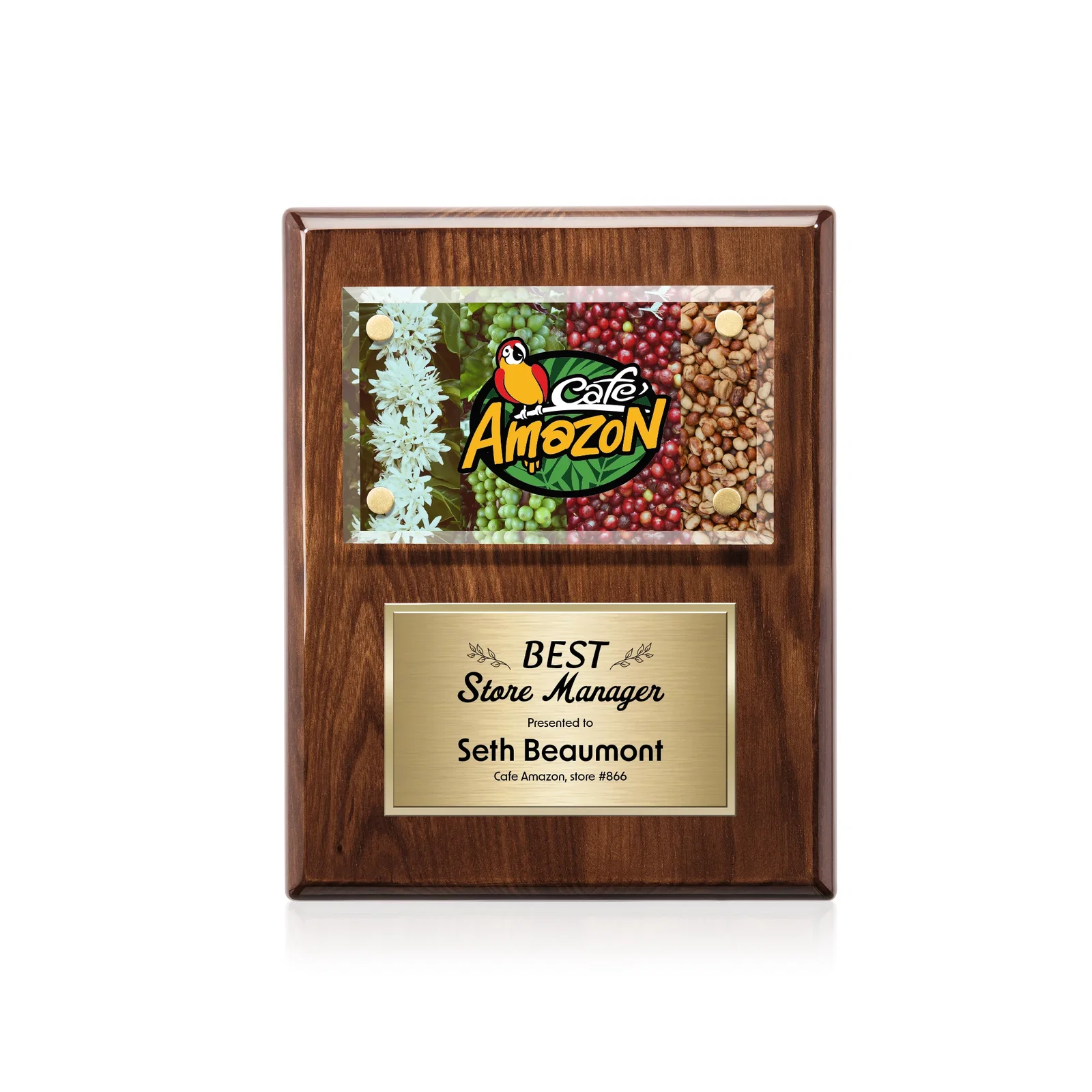 Promotional Beveled Starfire Crystal Plaque Offset From Carbon Fiber for safety achievement programs