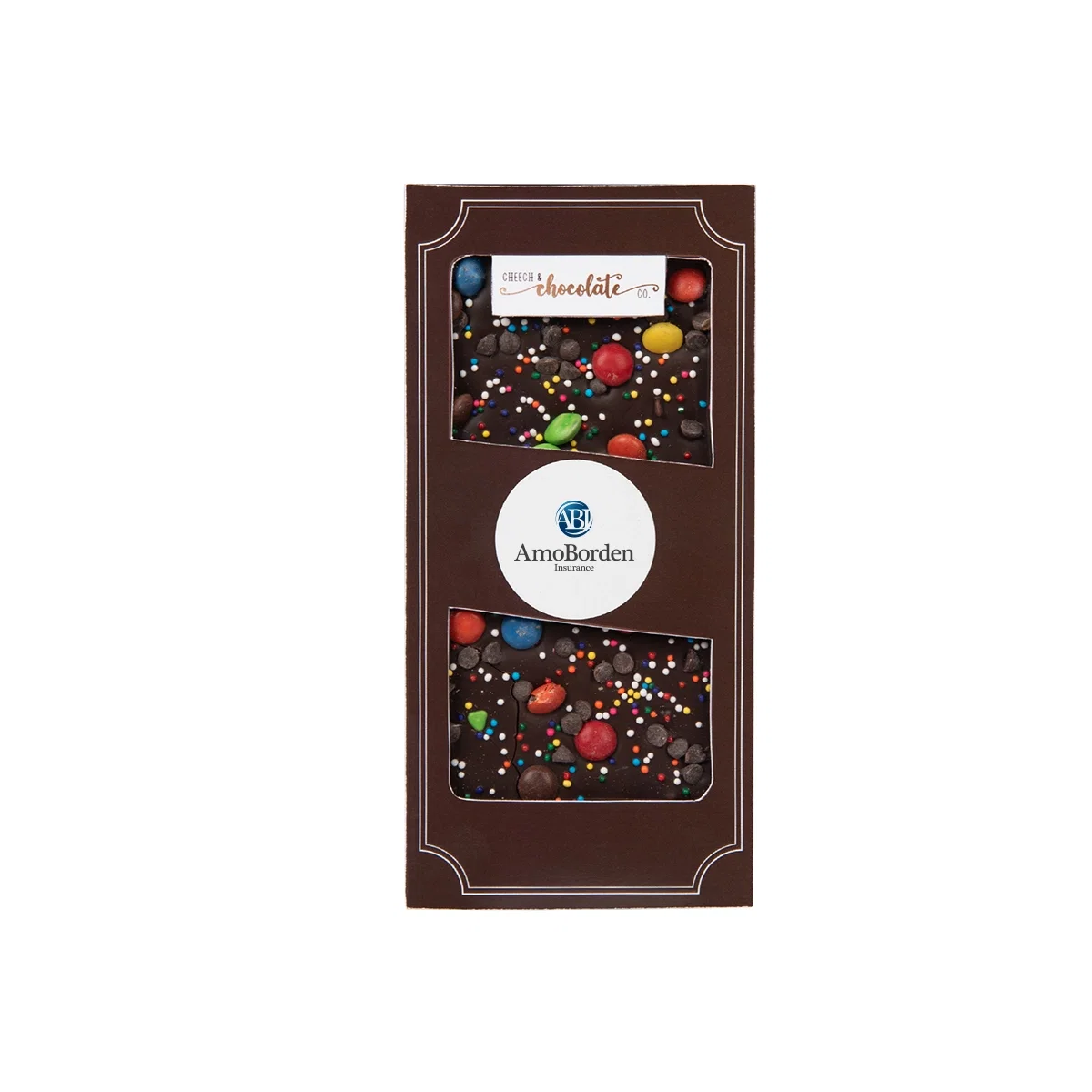 Box lid printed with artwork across the front panel