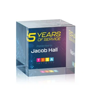 Optical Crystal Cube Award, Solid Throughout with No Seam
