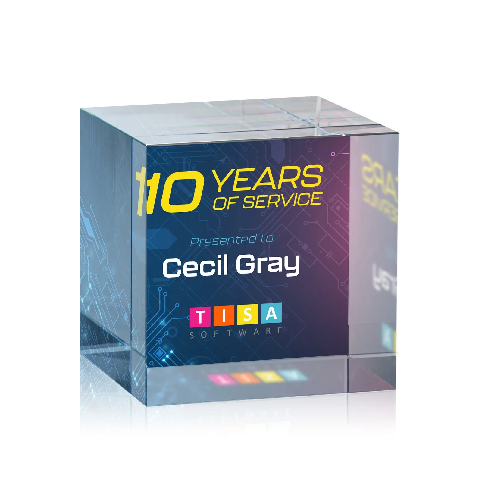 Personalized Optical Crystal Cube Award, Solid Throughout with No Seam, desk awards for retirement presentations