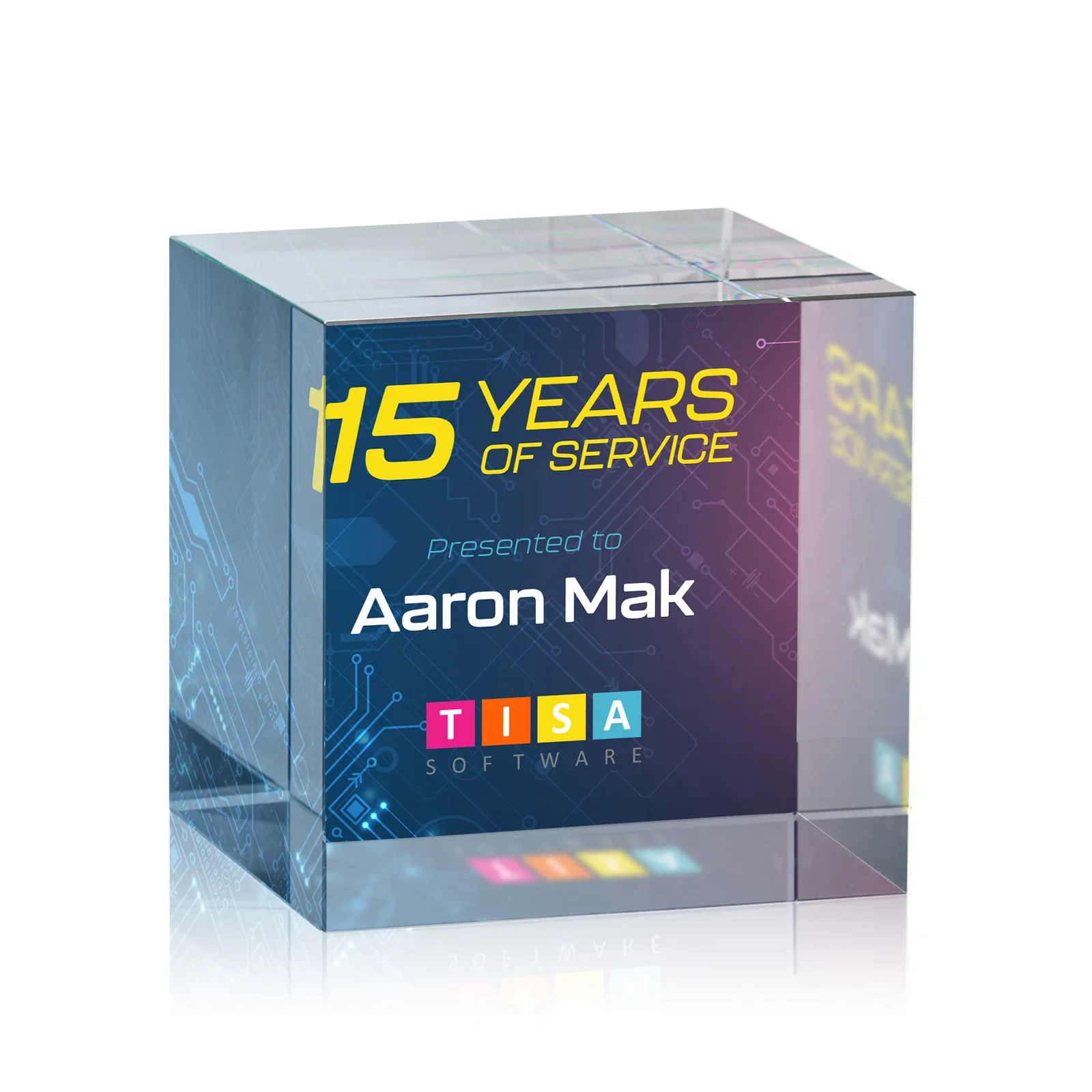 Personalized Optical Crystal Cube Award, Solid Throughout with No Seam, desk awards for team milestone celebrations