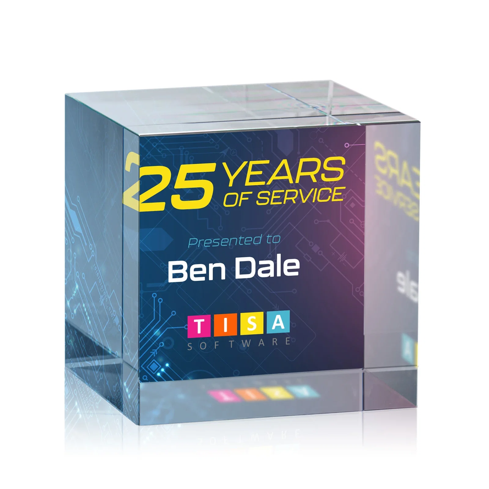 Personalized Optical Crystal Cube Award, Solid Throughout with No Seam, desk awards for graduation ceremonies