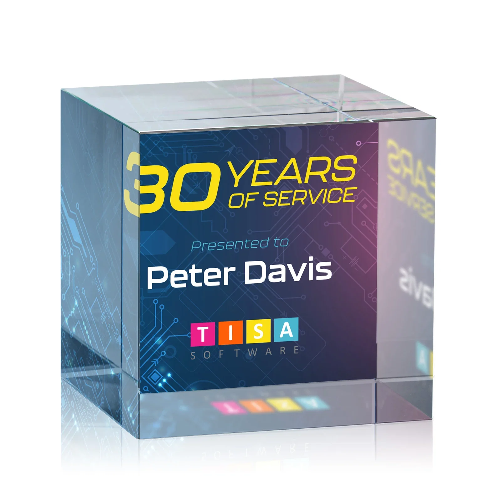 Personalized Optical Crystal Cube Award, Solid Throughout with No Seam, desk awards for safety achievement programs