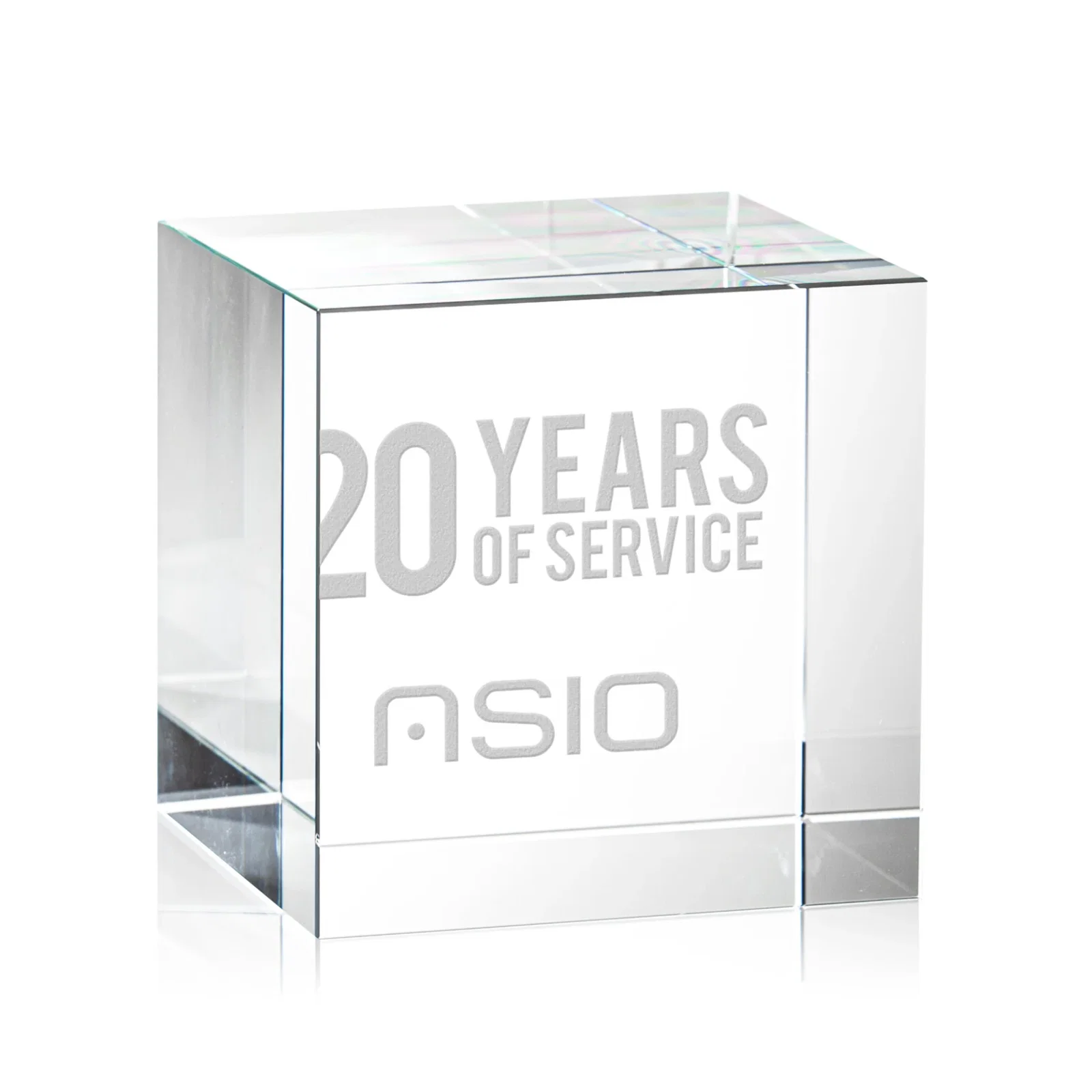 Custom Optical Crystal Cube Award, Solid Throughout with No Seam, desk awards for retirement presentations