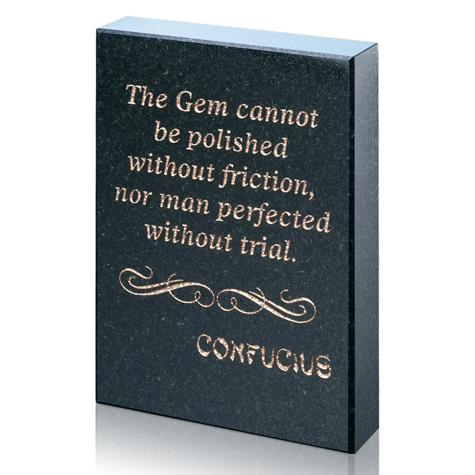 Custom Rectangle Black Granite Paperweight, 4" x 3" x 1", client appreciation gift for employee recognition