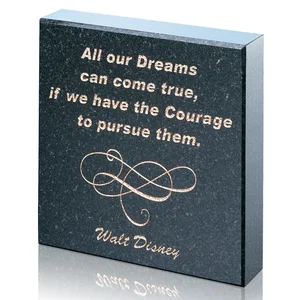 Square Black Granite Paperweight, 3.5" x 1"