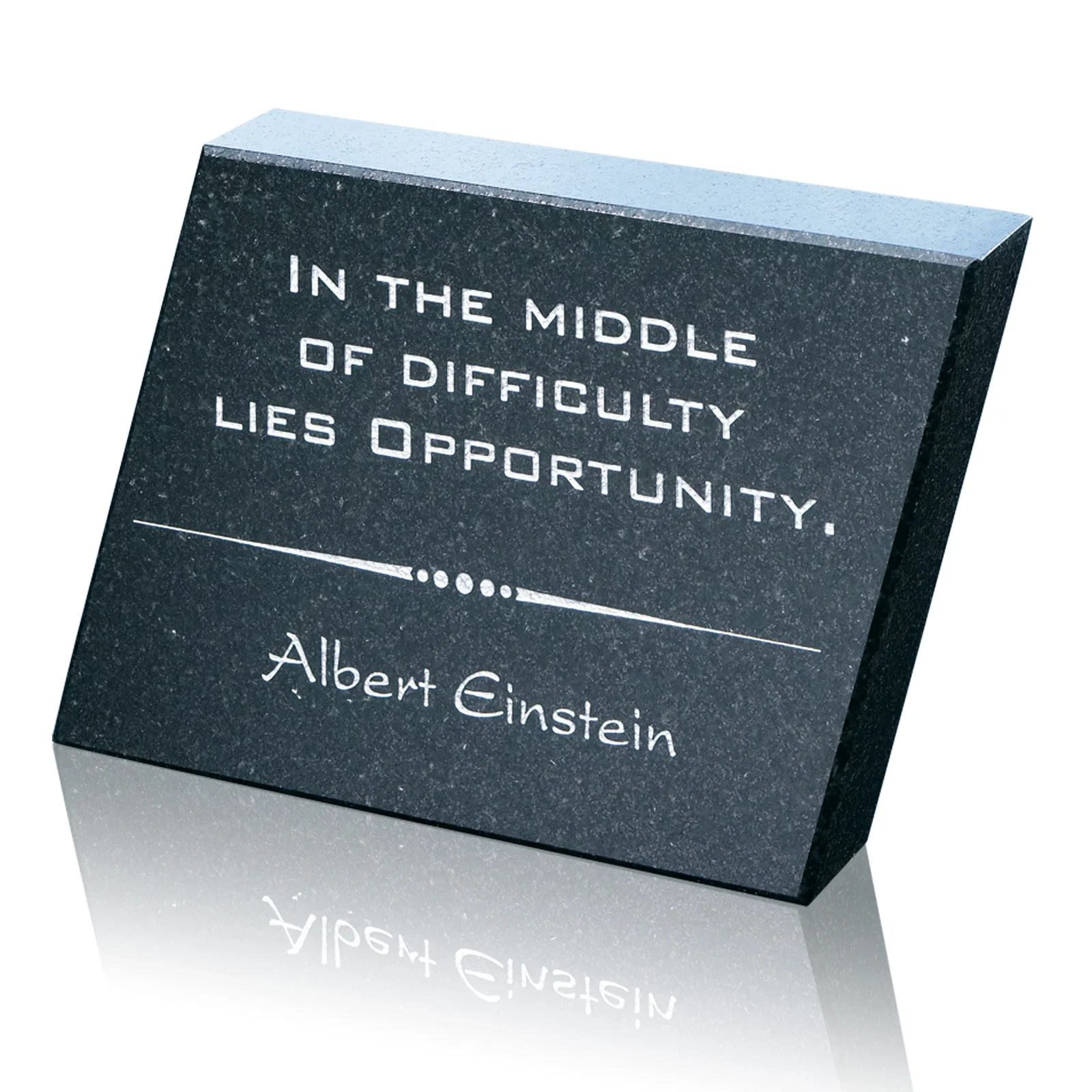 Custom Slant-Top Trapezoid Black Granite Paperweight, 4.75" x 3" x 1", client appreciation gift for employee recognition