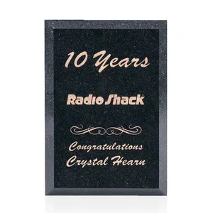 Polished Beveled Black Granite Plaque on Easel Stand