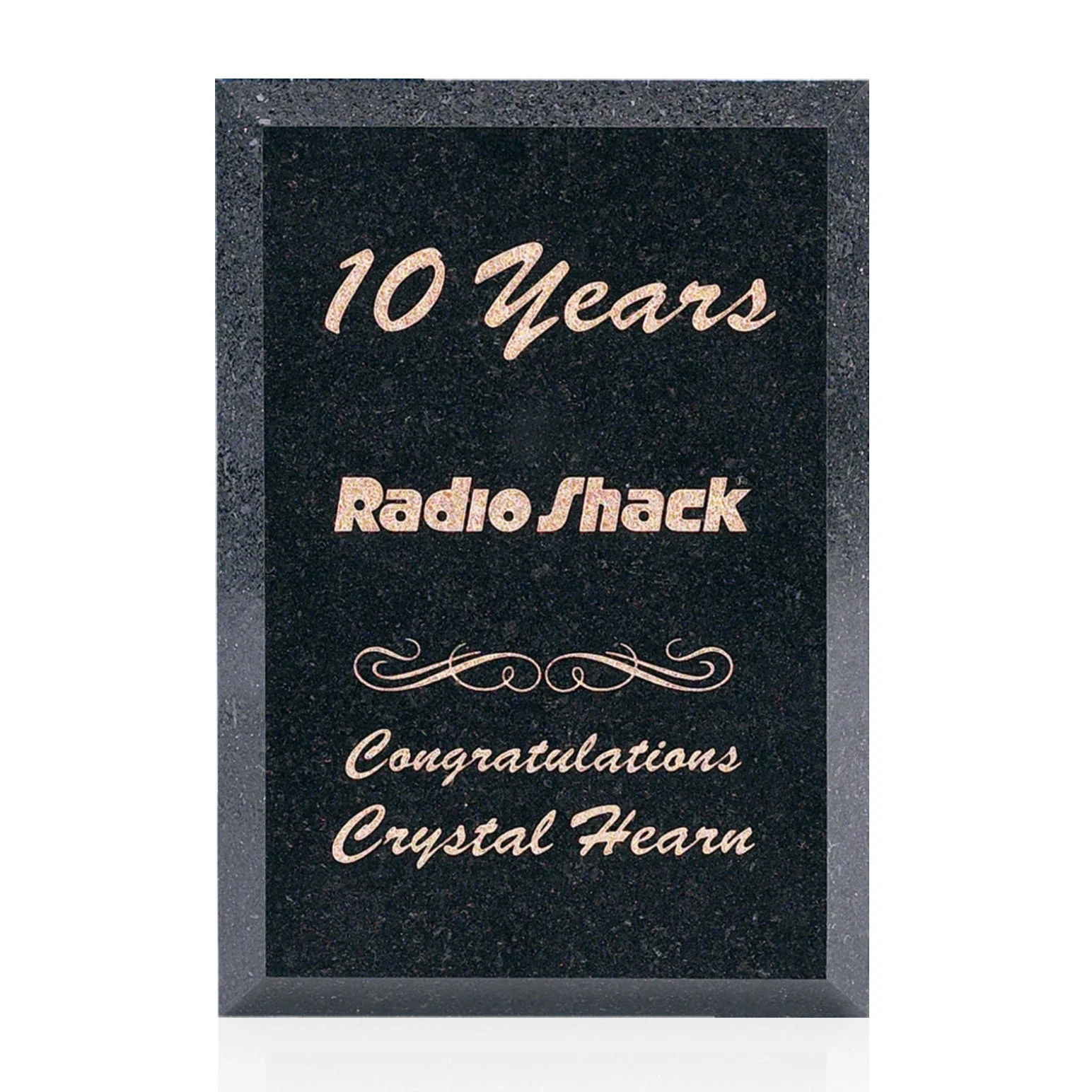Custom Polished Beveled Black Granite Plaque on Easel Stand, marble for sales achievement awards